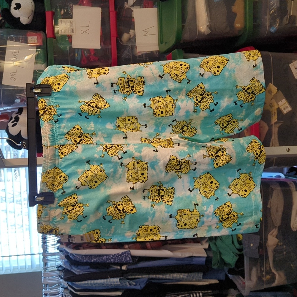 Men's Spongebob 9" Tie-Dye Pull-On Shorts - Blue/Yellow/White - Picture 2 of 3